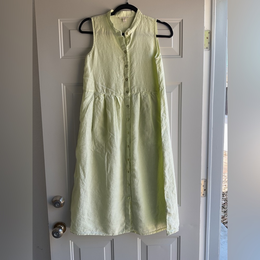Eileen Fisher Sleeveless Button-Front Dress 100% Organic Linen